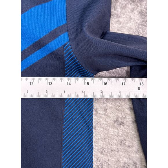 Tory Burch Sport Top Small Womens Seamless 1/4 Zip Blue Chevron Pullover - Picture 4 of 9